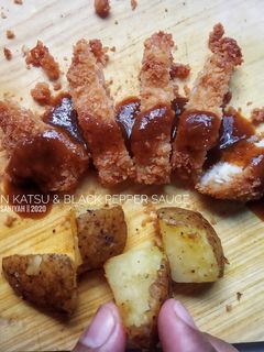 Foto resep Chicken Katsu & Black Pepper Sauce