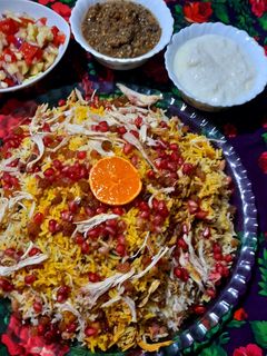 عکسی از دستور انار پلو شیرازی شام شب یلدا