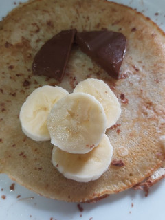 Una foto de Tortitas de plátano y chocolate