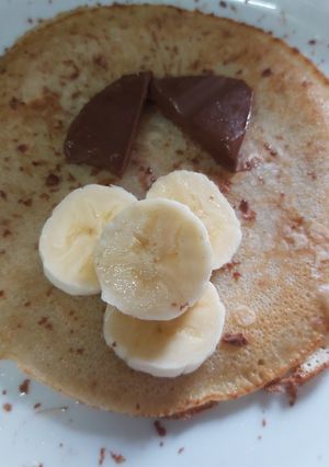 Una foto de Tortitas de plátano y chocolate