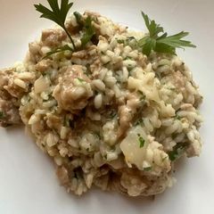 A picture of Risotto with Chorizo (Pork Sausage).