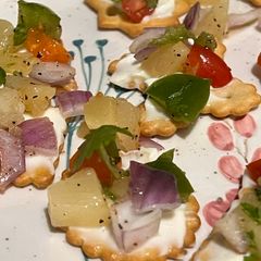 A picture of Pineapple salsa canapes.