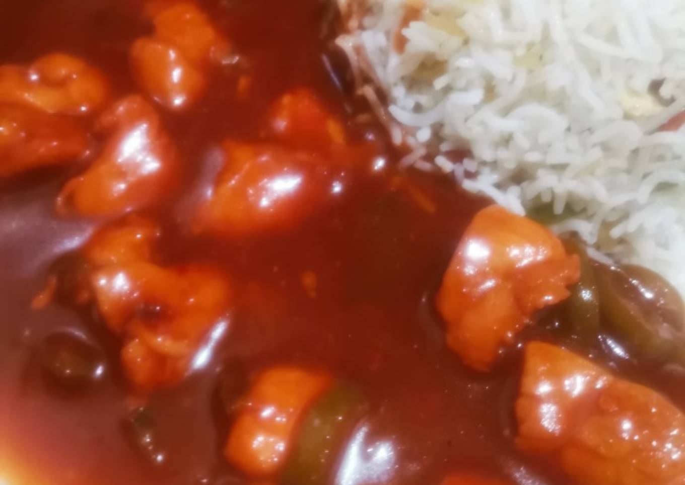 Chicken chilli with fried rice