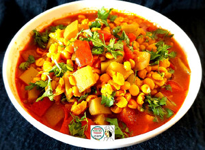 A picture of Gujarati Dudhi Chana Dal Curry - Lauki Chana Dal Sabzi.