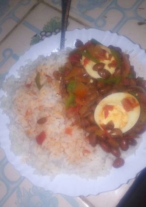 A picture of Rice beans and eggs stew.