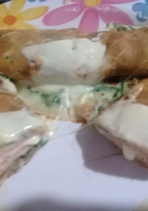 Una foto de Canelones de acelga con paleta y queso