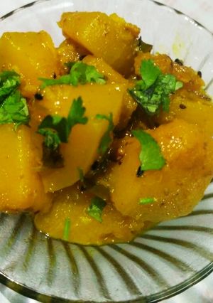 A picture of Pumpkin sabzi (khatti mithi).