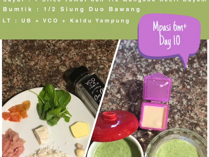 Cara Mudah Membuat Resep Mpasi 6m+ Day 10 - Bubur Ayam Bayam yang Uenak Anti Ribet, Mantap