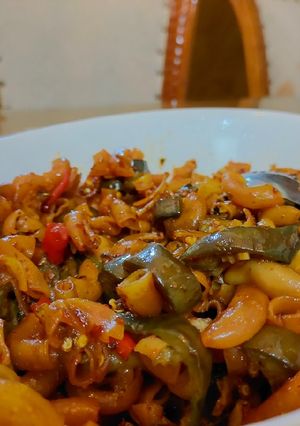 Foto resep Terong Macaroni Pedas Daun Jeruk