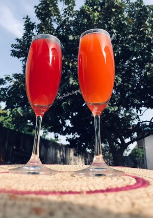 A picture of Fresh Watermelon And Orange Juice.