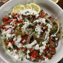 A picture of Butt Rub Garlic Ginger Beef Tip Bowl.