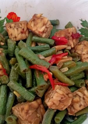 Foto resep Oseng kacang panjang tempe