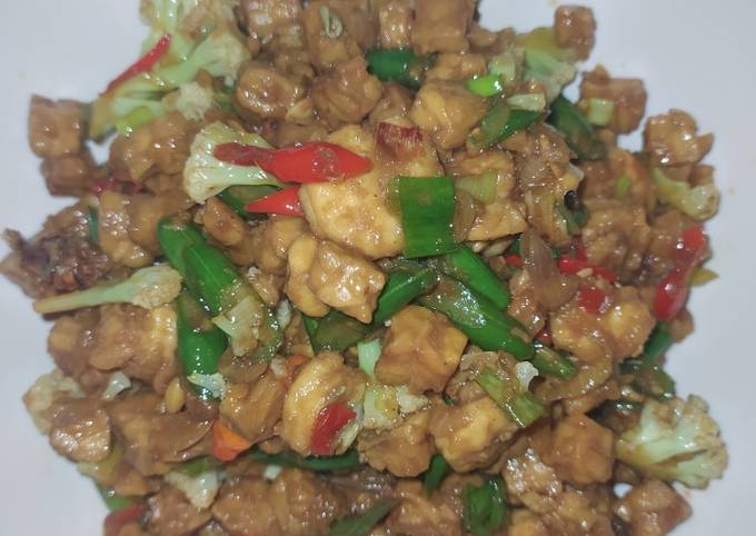 Resep Oseng tempe orek udang buncis kembang kol Anti Gagal