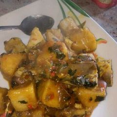 A picture of Porriage yam with Titus fish.