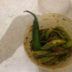 A picture of Green chilli achar.