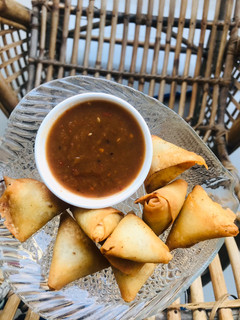 A picture of One bite samosa.