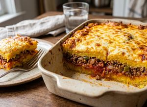 Una foto de Pastelon de Carne Molida y Platanos Machos
