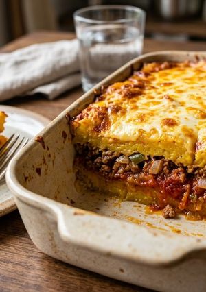 Una foto de Pastelon de Carne Molida y Platanos Machos