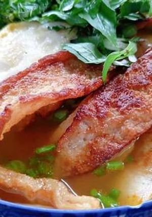 Hình của món Mì gói chả lụa chiên.
