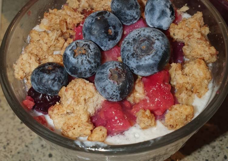 Comment Cuisiner Verrine Crumble coco fruits rouges pommes fromage blanc