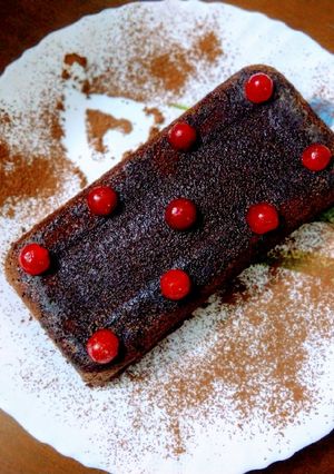 A picture of Eggless whole wheat chocolate cake.