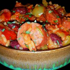 A picture of Mike's Sausage Crawfish Beans & Rice.