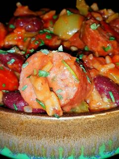 A picture of Mike's Sausage Crawfish Beans & Rice.