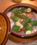 Chicken with vegetables in a casserole dish