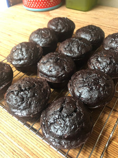 A picture of Dark Double Chocolate Banana Muffins.