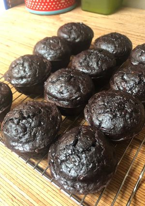 A picture of Dark Double Chocolate Banana Muffins.