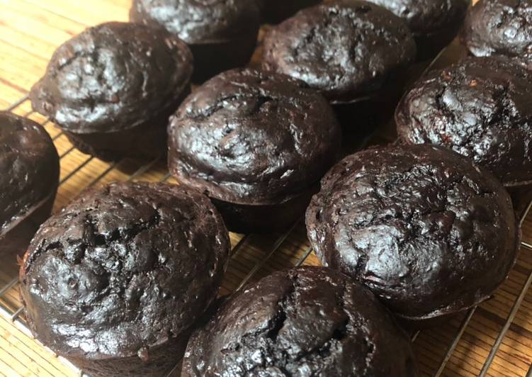 Recipe of Homemade Dark Double Chocolate Banana Muffins