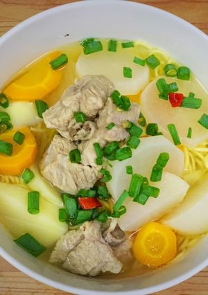 Hình của món Mì soup sườn rau củ.