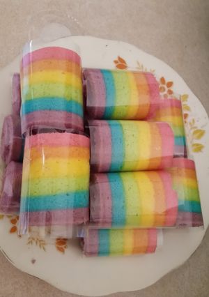 Foto resep Miniroll rainbow cake alias bolu gulung rainbow / pelangi