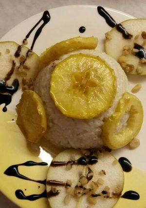 Tejszínes rizs karamelizált almával recept fotója