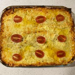 Lamb moussaka lasagna A picture of Lamb moussaka lasagna.