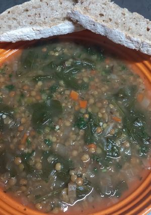 A picture of Mediterranean Spinach and Lentil Soup.