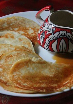 A picture of Hot Pancakes with Honey.
