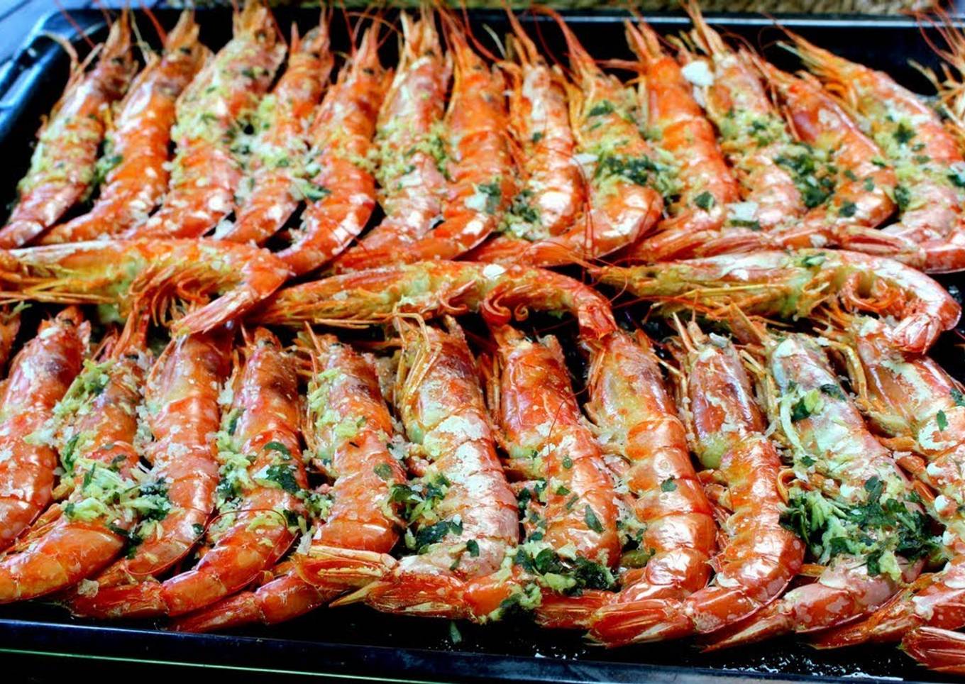 Gambones al horno con limón