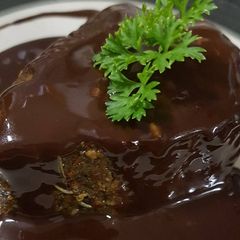 A picture of Chipotle, Coffee Beef Fillet with a Chilli Chocolate Sauce.