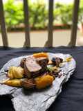 Cerdo, zapallo y manzana
