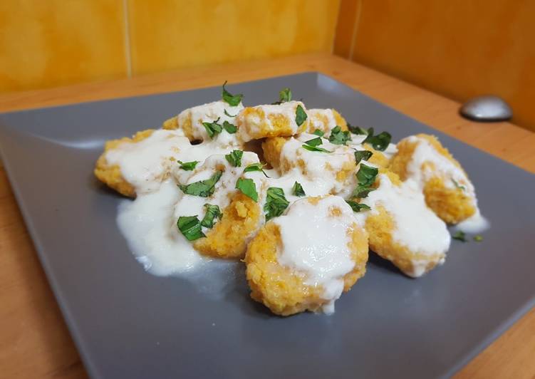 Gnocchi de boniato con salsa de queso de cabra