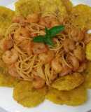 Espaguetis con Camarones