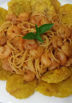 Una foto de Espaguetis con Camarones