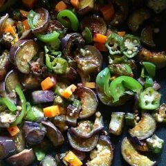 A picture of Egg plant and okra stir fry#4weekschallenge#charityrecipe.