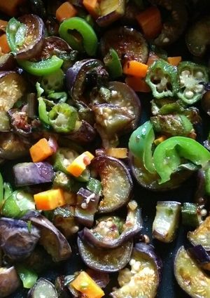 A picture of Egg plant and okra stir fry#4weekschallenge#charityrecipe.