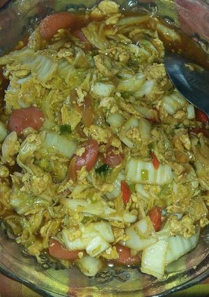Foto resep Tumis Sawi Putih, telur dan sosis