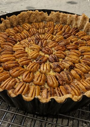 A picture of Bourbon Pecan Pie.