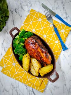 Foto resep 438. Ayam Panggang Teflon + Potato Wedges
