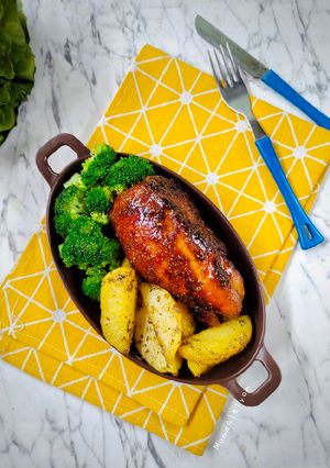 Foto resep 438. Ayam Panggang Teflon + Potato Wedges