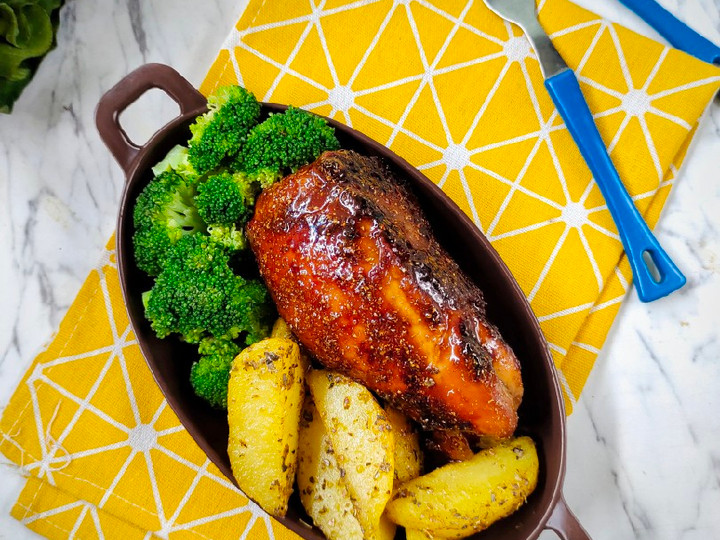 Bagaimana Menyiapkan 438. Ayam Panggang Teflon + Potato Wedges Anti Gagal